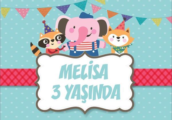 Sevimli Hayvanlar Temalı Doğum Günü Afişi - 35x50 Cm - Image 1