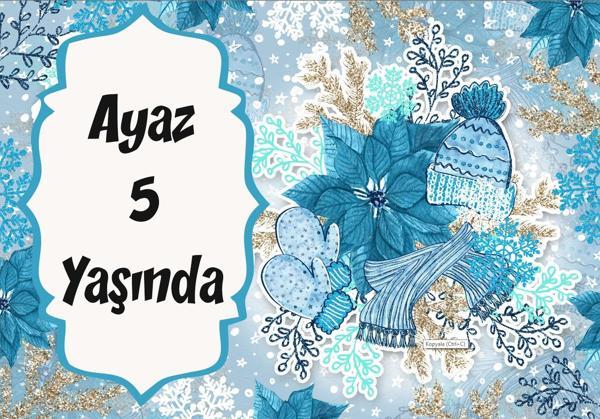 Mavi Kış Temalı Doğum Günü Afişi - 50x70 Cm - Image 1