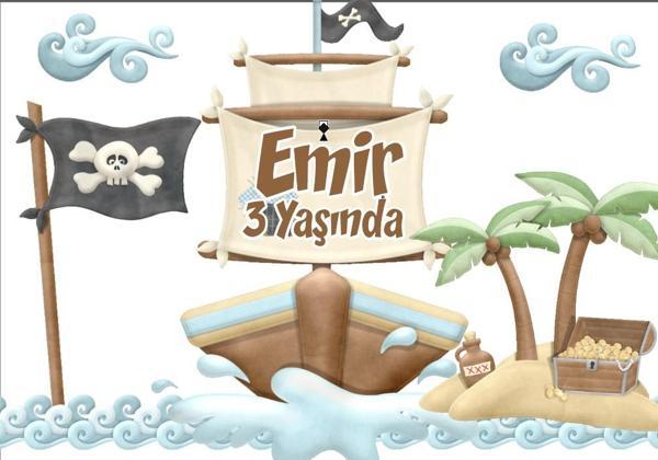 Korsan Temalı Doğum Günü Afişi - 100x150 Cm - Image 1