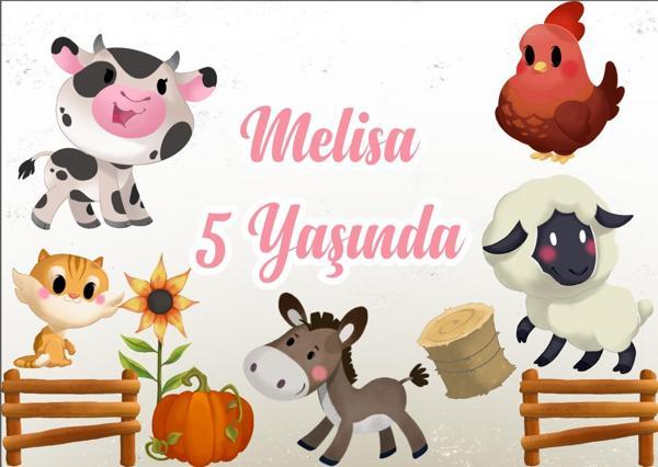 Sevimli Çiftlik Hayvanları Temalı Doğum Günü Afişi - 70x100 Cm - Image 1