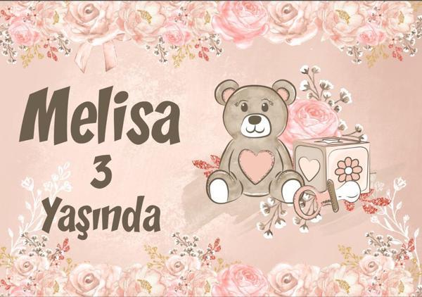 Pembe Ayıcık Temalı Doğum Günü Afişi - 70x100 Cm - Image 1