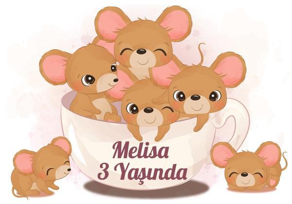 Sevimli Fareler Doğum Günü Afişi - 100x150 Cm - Image 1