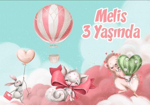 Sevimli Hayvanlar Temalı Doğum Günü Afişi - 70x100 Cm - Image 1