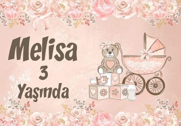 Pembe Ayıcık Temalı Doğum Günü Afişi - 70x100 Cm - Image 1