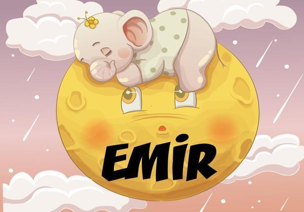 Ayda Uyuyan Fil Temalı Doğum Günü Afişli - 100x150 Cm - Image 1