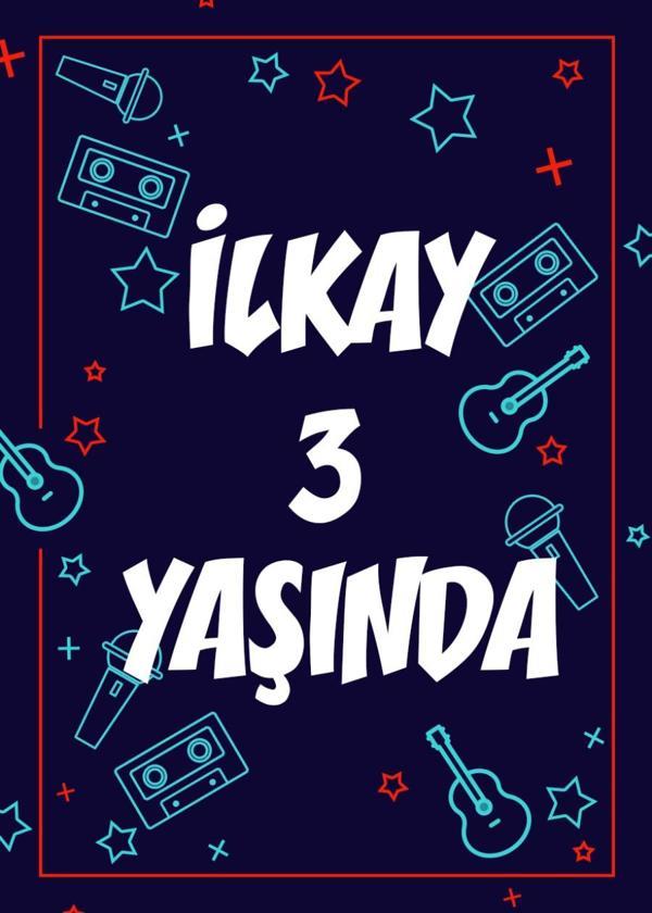 Müzik Aletlerii Temalı Doğum Günü Afişi - 70x100 Cm - Image 1