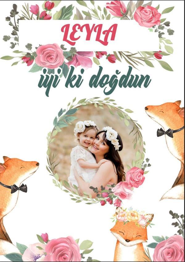 Çiçekler ve Tilki Temalı Doğum Günü Afişi - 70x100 Cm - Image 1