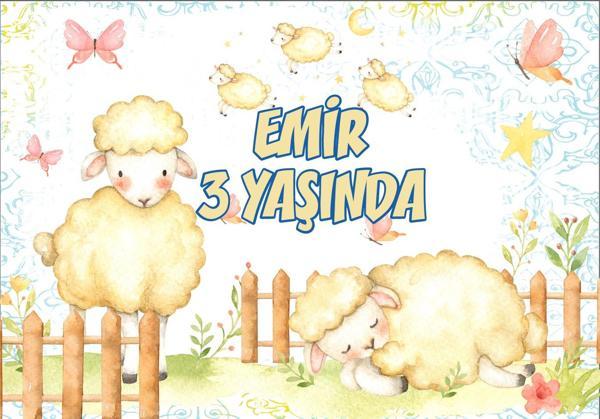 Koyun Temalı Doğum Günü Afişi - 70x100 Cm - Image 1