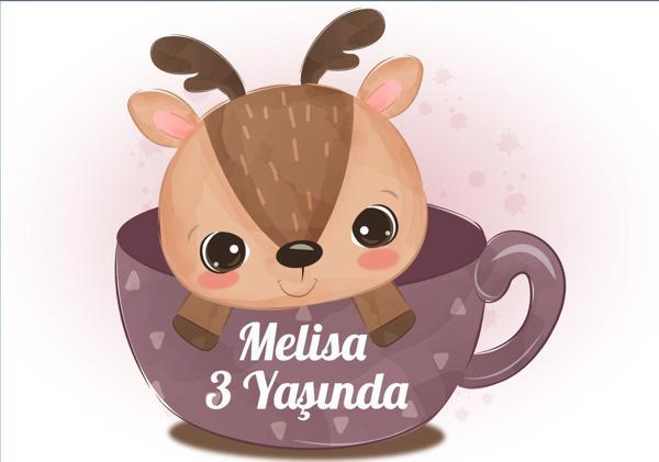 Sevimli Geyik Temalı Doğum Günü Afişi - 70x100 Cm - Image 1