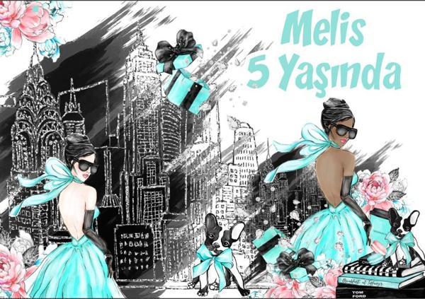 Siyah Şehir ve Kız Temalı Doğuım Günü Afişi - 50x70 Cm - Image 1