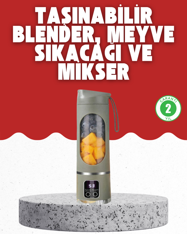 Tip-C Şarjlı 12 Bıçaklı Blender – Taşınabilir Şarjlı Meyve Sıkacağı - Image 1