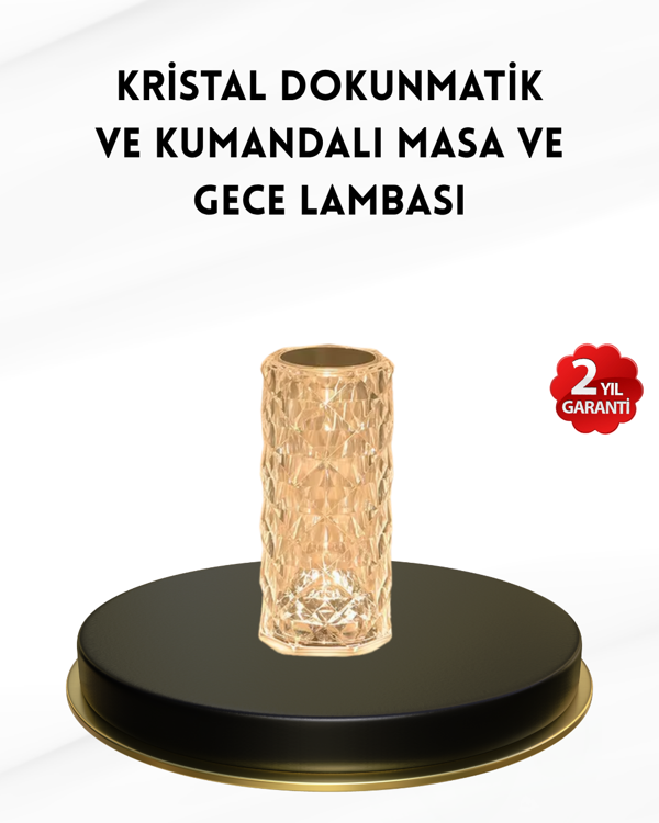 Kristal Tasarımlı RGB LED Gece Lambası – Kumandalı, Renk Değiştiren Dekoratif Işık - Image 1