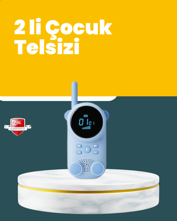 LCD Ekranlı Çocuk Telsizi – İki Yönlü Ses, 1-3 km Çekim Mesafesi - Image 1
