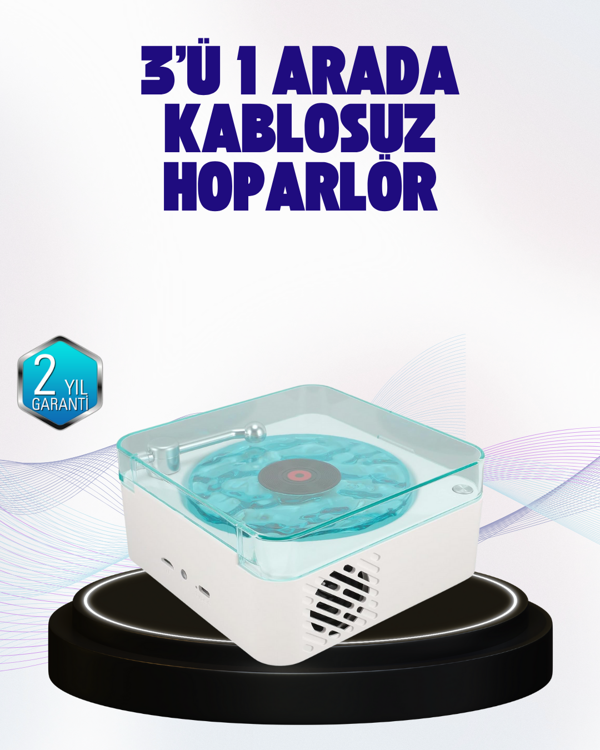 Dekoratif Gece Işıklı Bluetooth Hoparlör – Zaman ve Pil Ekranlı - Image 1