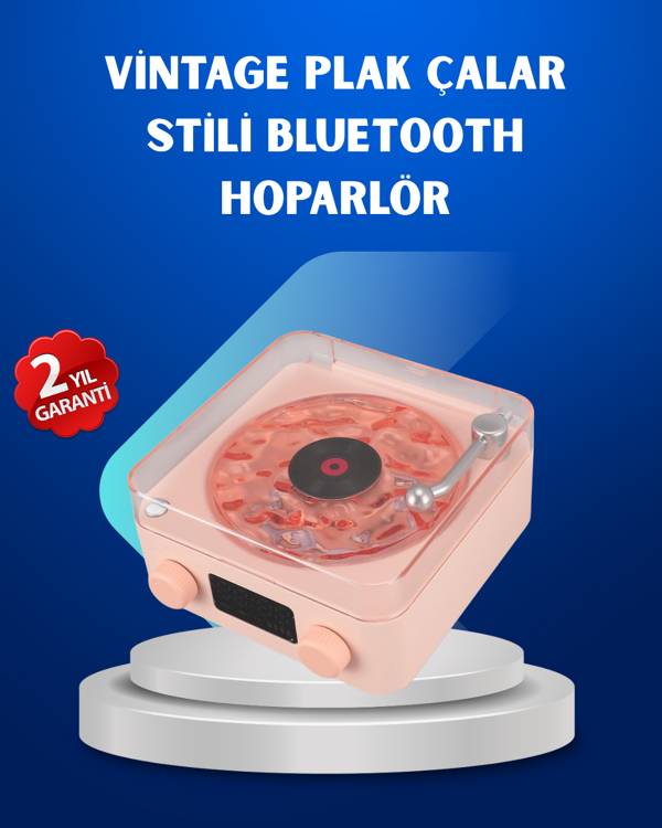 Retro Saatli Bluetooth Hoparlör – Gece Lambalı Kristal Ses Kalitesi - Image 1
