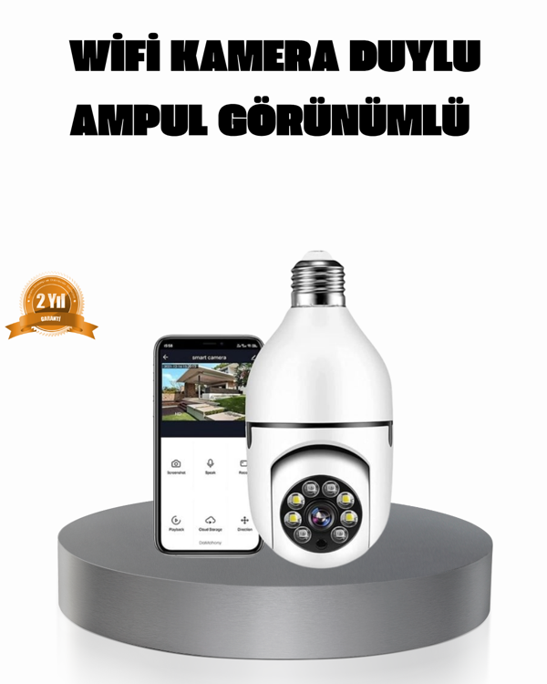 360° Akıllı Güvenlik Kamerası – Duya Takılabilir, Wi-Fi Bağlantılı, Hareket Sensörlü - Image 1