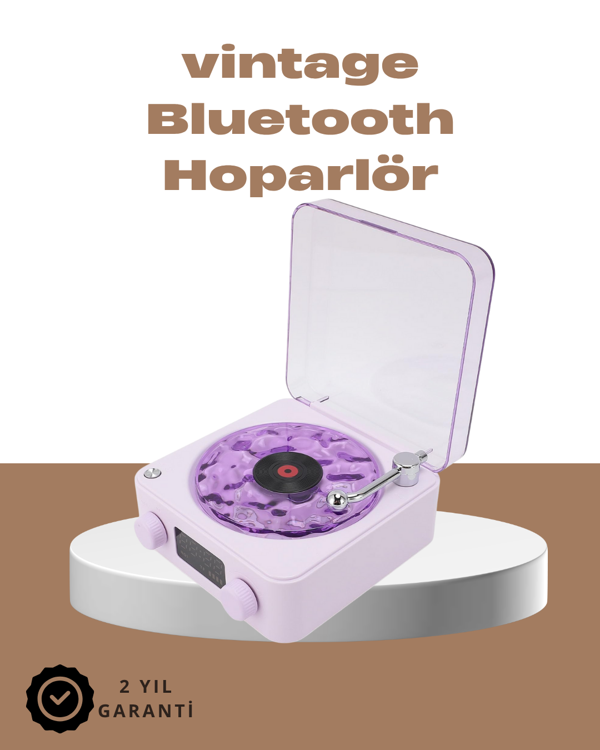 360° Sesli Kablosuz Hoparlör – Retro Tasarım ve Projektör Işığı - Image 1