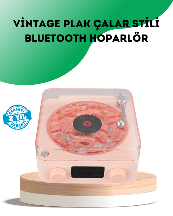 Retro Bluetooth Hoparlör – Kristal Ses, Gece Lambası, Saatli Tasarım - Image 1