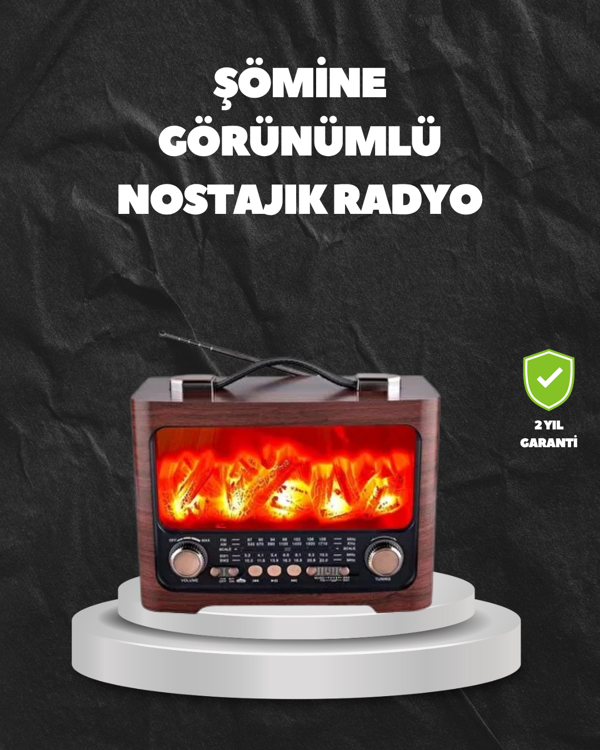 Solar Şarjlı Şömine Işıklı Bluetooth Hoparlör – Radyo, USB, TF Kart Destekli - Image 1