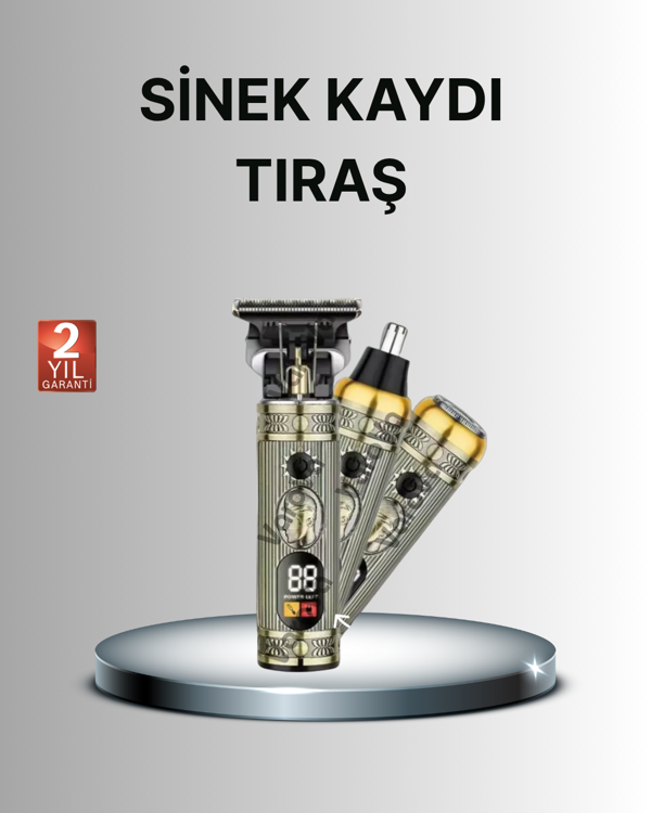 T Bıçaklı Şarjlı Saç Kesme ve Sakal Düzeltici – Burun Trimmerlı 2’si 1 Arada Set - Image 1