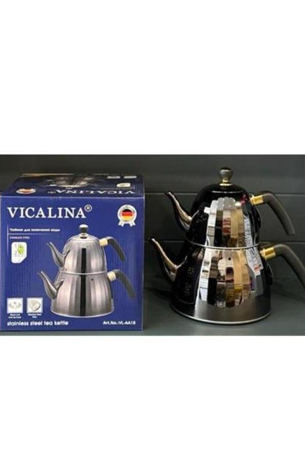 Mucit Home Vicalina Alman Markası Paslanmaz Çelik Çaydanlık Seti Siyah - Image 1