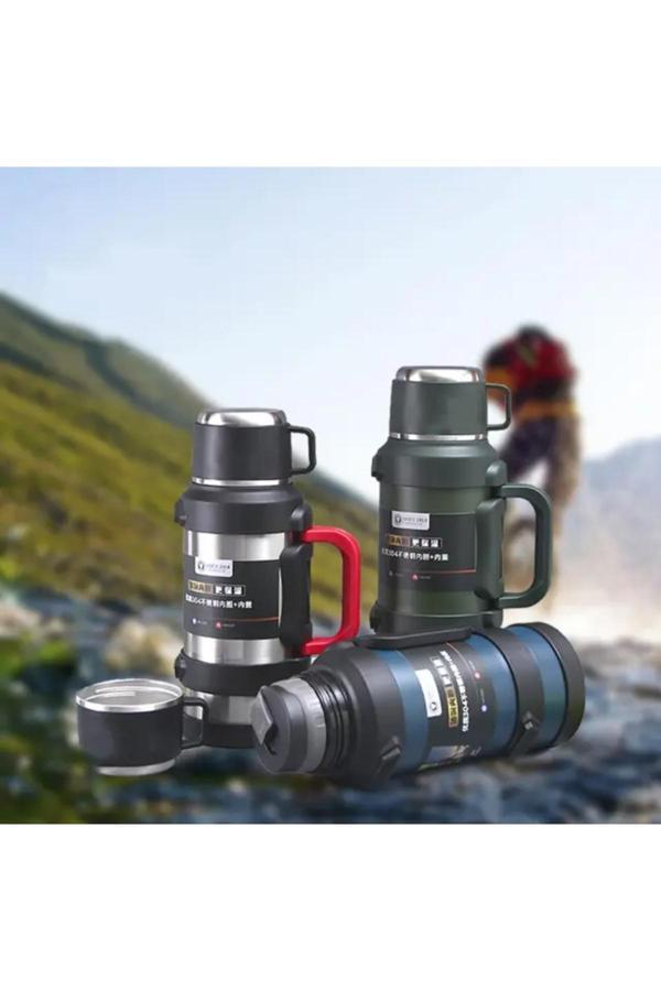 Alışveriş Hanem Paslanmaz Çelik Süzgeçli 3.2 Litre Kamp Seyahat Termos - Image 1