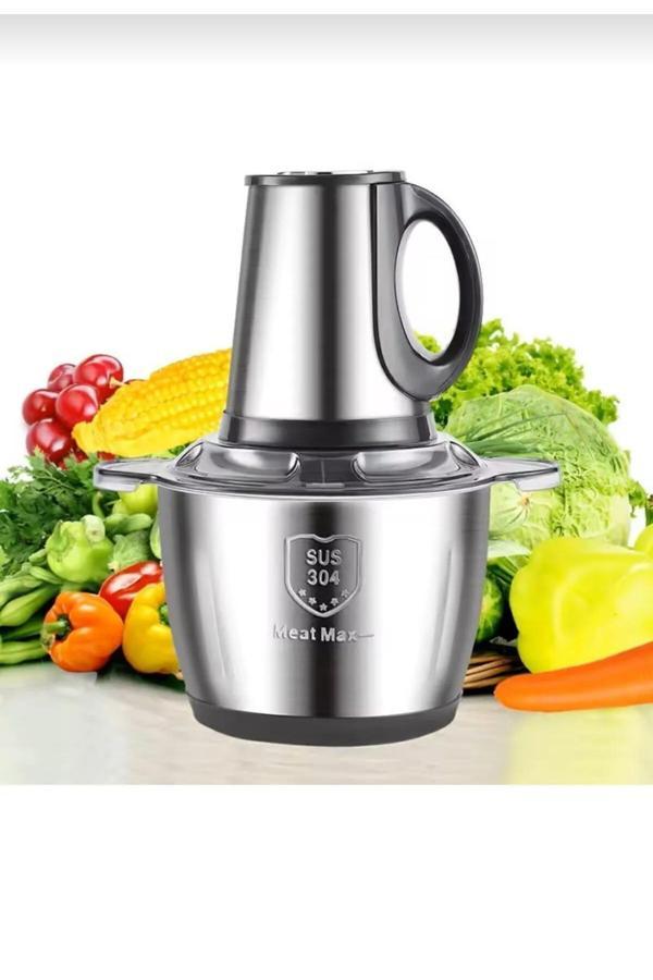 Çay Mekanı Elektrikli Paslanmaz Çelik Kollu 3 Litre Et Kıyma Makinesi Sebze Meyve Doğrayıcı Rondo Blendır - Image 1