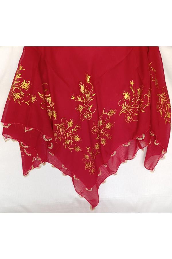 Bircan Hediyelik Gelin Tacı İğne Oyası Kırmızı Baş Örtüsü Namaz Bezi Eşarp - Image 1