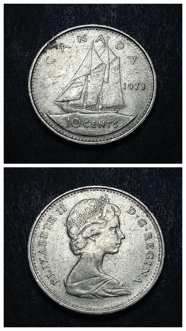 Escoines Koleksiyon 3996368f405185faef 1973 Kanada 10 Cent Nikel çt eski yabancı madeni para - Image 1