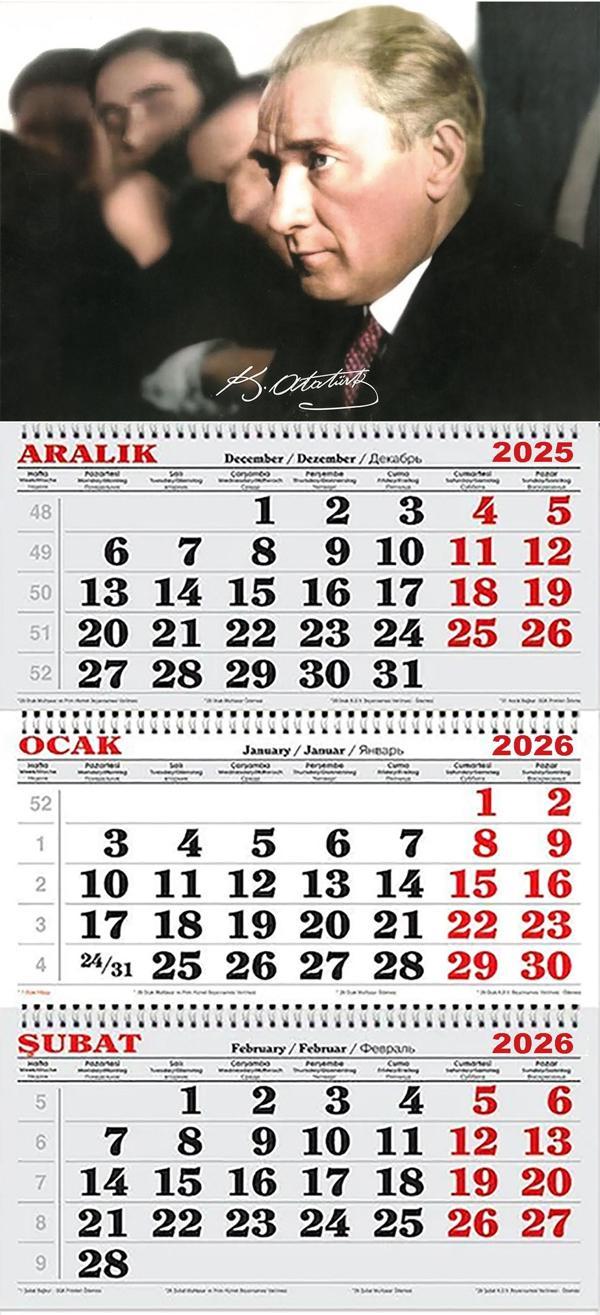 2026 Yılı Gemici Takvimi-Atatürk JUMBO BOY Takvim - Image 1