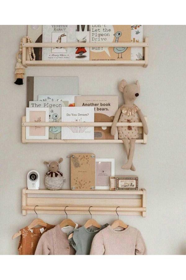 Akgül Ev Ve Bahçe Tekstil Mobilya Montessori Ahşap Raf Askılık Kitaplık - Image 1