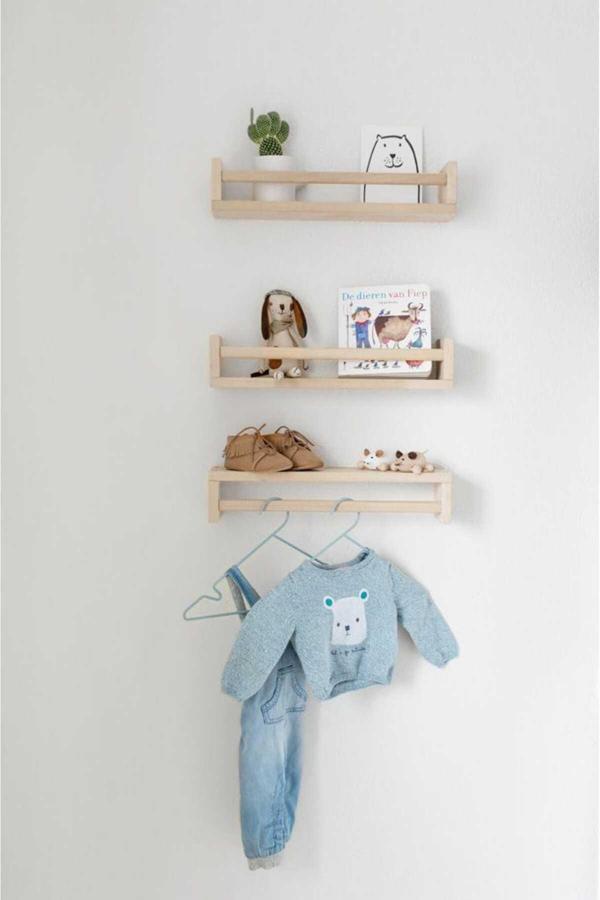 Akgül Ev Ve Bahçe Tekstil Mobilya Montessori Ahşap Duvar Rafı Kitaplık Askılık - Image 1