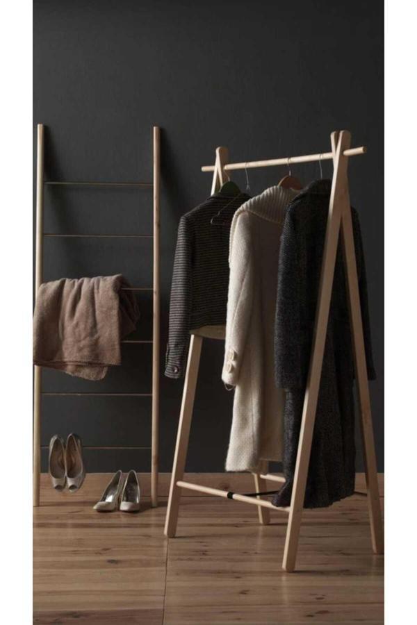 Akgül Ev Ve Bahçe Tekstil Mobilya Konfeksiyon Elbise Askılığı Ahşap Askılık Giyinme Odası Askılığı - Image 1