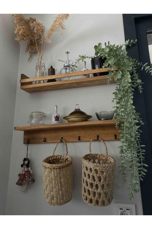 Akgül Ev Ve Bahçe Tekstil Mobilya 50 Cm Ahşap Baharatlık Kahve Köşesi Askılık Terek - Image 1