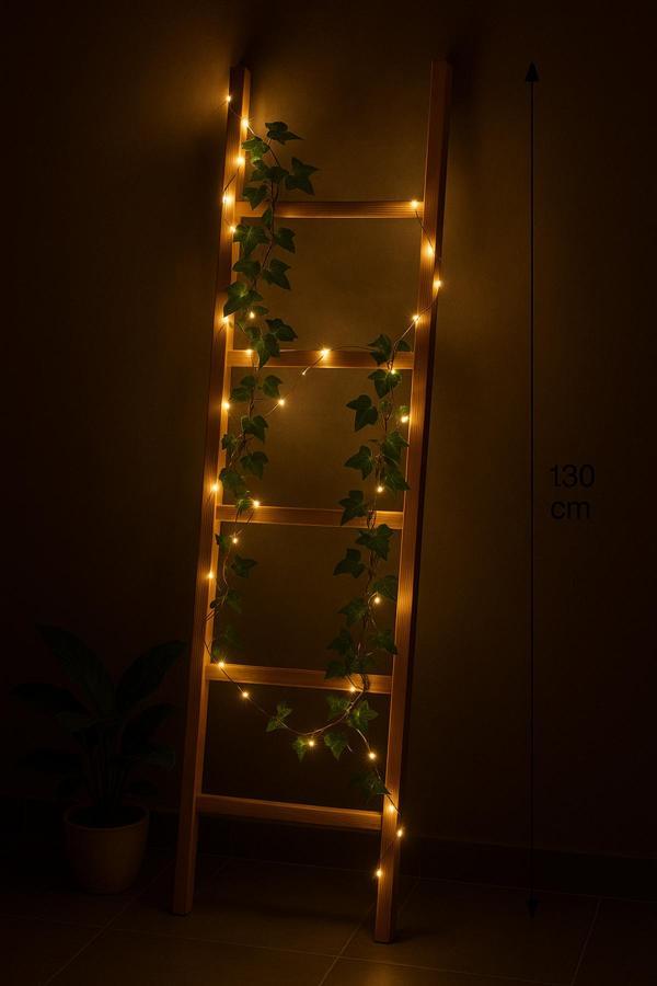 Akgül Ev Ve Bahçe Tekstil Mobilya 130 Cm Masif Ahşap Dekoratif Merdiven Askı – Banyo Havluluk, Çiçek Standı, Kıyafet Askısı - Image 1