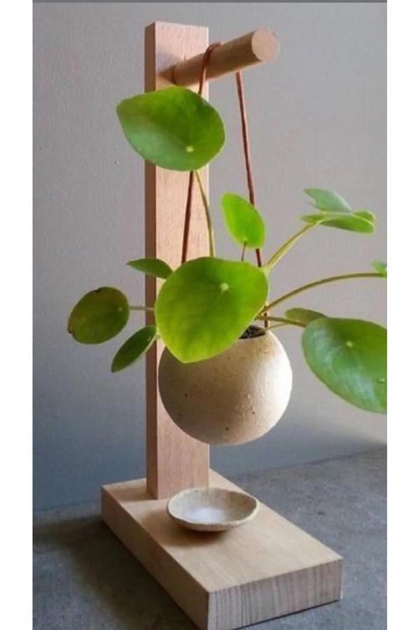 Akgül Ev Ve Bahçe Tekstil Mobilya Ahşap Bohem Çiçeklik Saksı Askılığı Doğal Ahşap Saksılık - Image 1