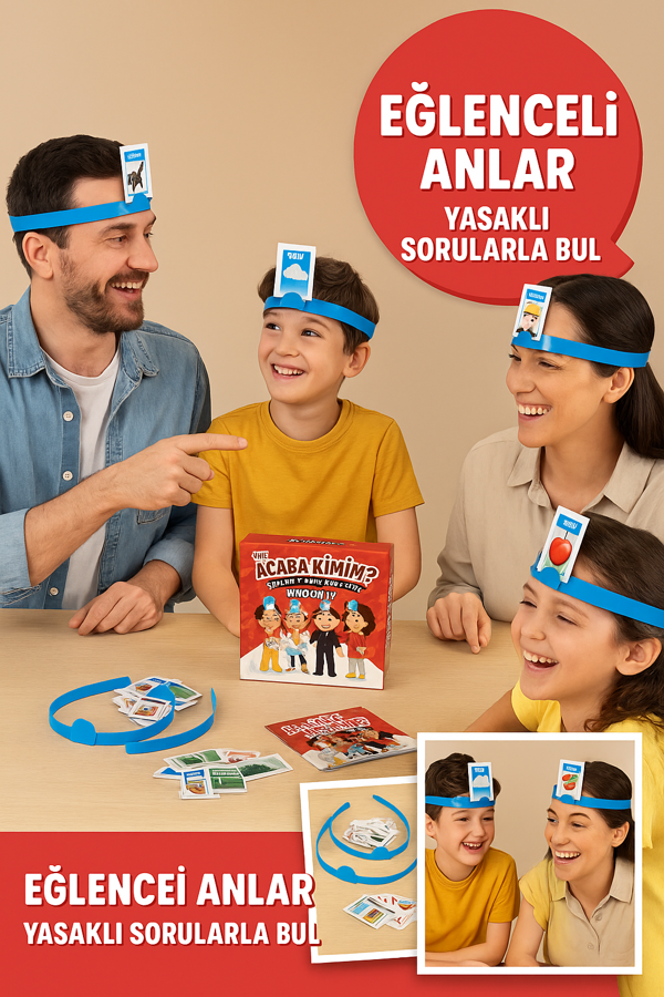 Mini Acaba Kimim? Aile Oyunu – Türkçe İngilizce Zeka ve İfade Geliştiren Kartlı Eğlence Seti - Image 1