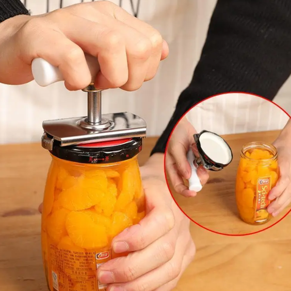 Mucit Home   Paslanmaz çelik konserve açacağı ayarlanabilir kavanoz açacağı büküm teneke kapak halkası sökücü - Image 1