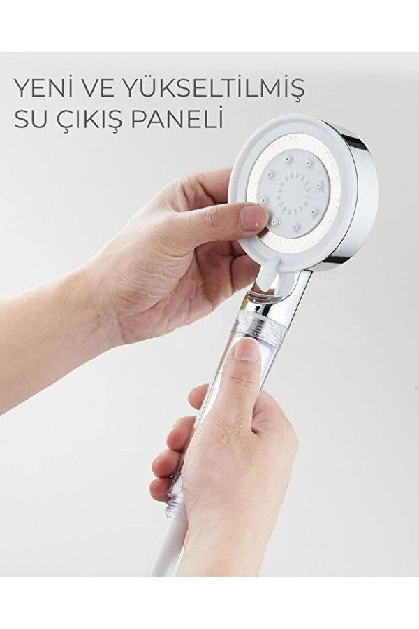 Mucit Home Beyaz Spa Modlu Filtreli Duş Başlığı 5 Fonksiyonlu Duş Fiskiyesi - Image 1