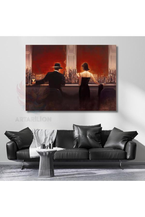 Brent Lynch Cigar Barda Akşam Yemeği Kanvas Tablo Duvar Tablosu Salon Tablosu - Image 1