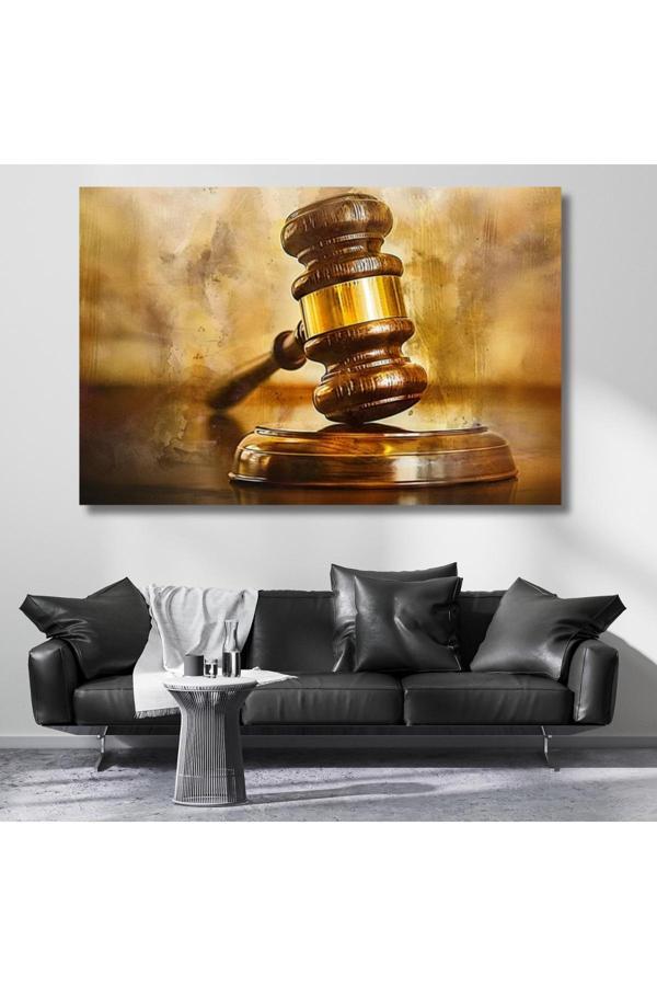 Masadaki Tokmak Hukuk Temalı Tablo Hukuk Adalet Kanvas Tablo Modeli Ofis Tablosu - Image 1