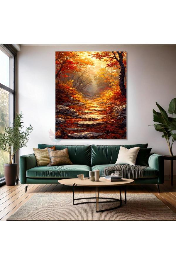 Kanvas Dikey Duvar Tablosu Kanvas Sonbahar Turuncu Yapraklar Ev Ofis Salon Modern Duvar Tablosu - Image 1