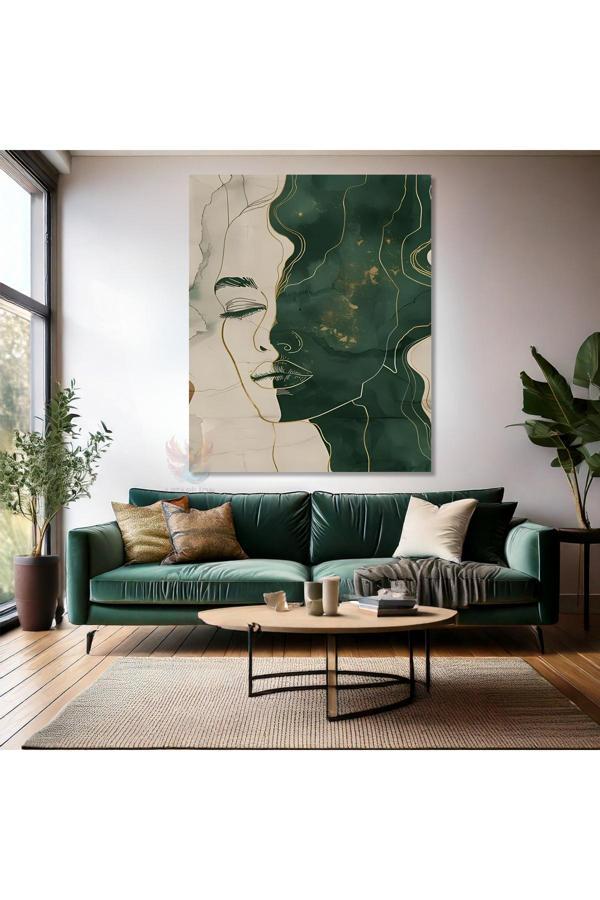 Kanvas Dikey Duvar Tablosu Kanvas Soyut Yeşil Siluet Ev Ofis Salon Modern Duvar Tablosu - Image 1