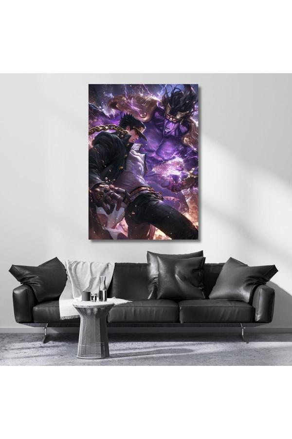 Kanvas Anime Tablosu Jojo Jotaro Temalı Dijital Baskı Kanvas Tablo Oyuncu Odası Tablosu - Image 1