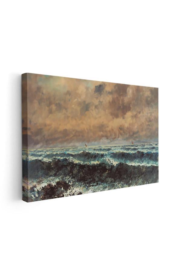 Kanvas Yatay Duvar Tablosu Kanvas Dalgali Deniz Manzarasi2 Ev Ofis Salon Modern Duvar Tablosu - Image 1