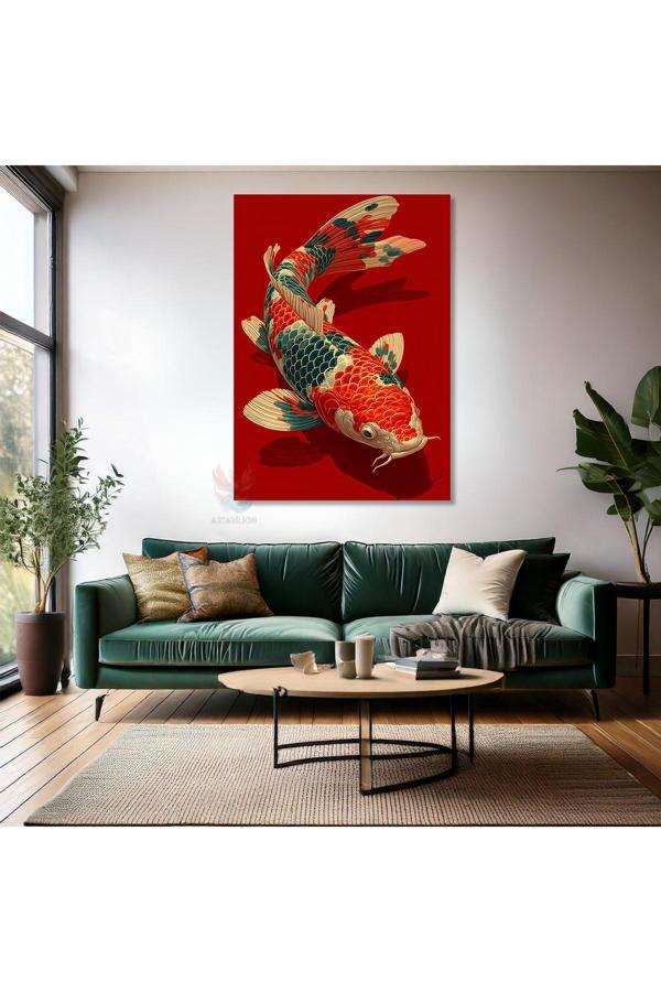 Kanvas Tablo Ev Ofis Duvar Tablosu Koi Kırmızı Mavi Yeni Ev Hediyesi Kanvas Ev Dekoru - Image 1
