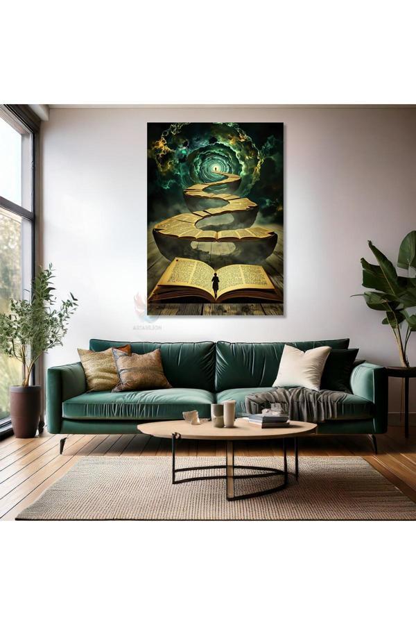 Kanvas Tablo Ev Ofis Duvar Tablosu Uzay ve Kitap Yeni Ev Hediyesi Kanvas Ev Dekoru - Image 1