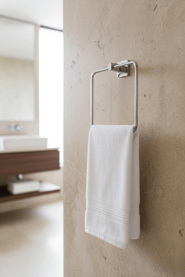 Krom Kare Topuzlu Kare Havluluk – (Yapıştır/Vidala) Montajlı, Parlak Kaplama Dayanıklı Metal Askı - Image 1
