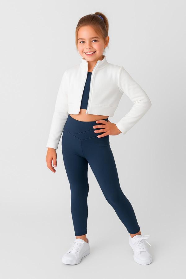 Kız Çocuk 3'lü Spor Crop Takım - Image 1