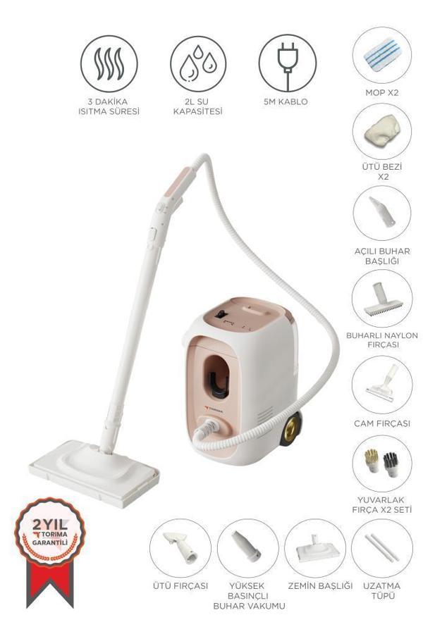 Torima TSC-02 Çok Fonksiyonlu  2000W Buharlı Temizleyici - Buharlı Temizlik Makinesi - Image 1